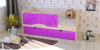 Друзья Кровать детская 2 ящика 1.6 Фиолетовый глянец в Среднеколымске - srednekolymsk.mebel54.com | фото