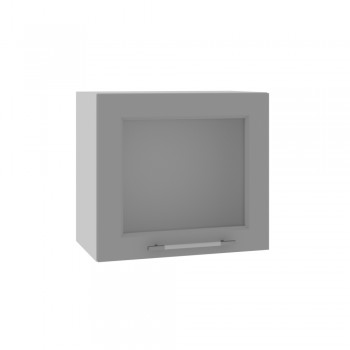 Империя ВПГС 500 Шкаф верхний горизонтальный со стеклом высокий (Белый Эмалит/корпус Серый) в Среднеколымске - srednekolymsk.mebel54.com | фото