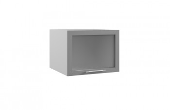 Капри ГВПГС 600 шкаф верхний горизонтальный глубокий со стеклом высокий (Камень светлый/корпус Серый) в Среднеколымске - srednekolymsk.mebel54.com | фото