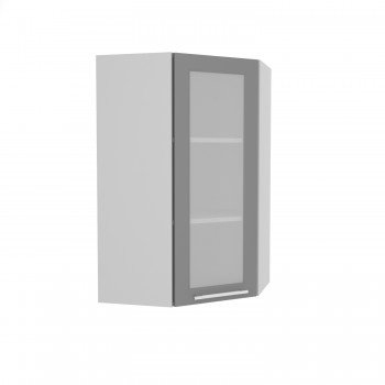 Капри ВПУС 550 шкаф верхний угловой со стеклом высокий (Камень светлый/корпус Серый) в Среднеколымске - srednekolymsk.mebel54.com | фото