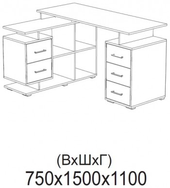 Компьютерный стол угловой СКМУ-3 белый в Среднеколымске - srednekolymsk.mebel54.com | фото