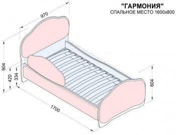 Кровать 160 Гармония 31 Светло-сиреневый (мягкий бортик) в Среднеколымске - srednekolymsk.mebel54.com | фото