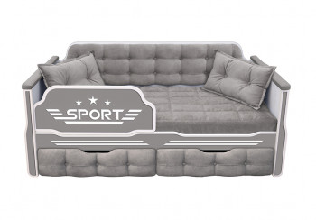 Кровать 160 серии Спорт 2 ящика 45 Серый (подушки) в Среднеколымске - srednekolymsk.mebel54.com | фото