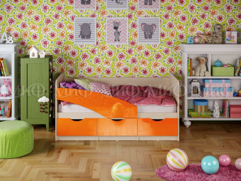 Кровать Бабочки 1,6м (Оранжевый металлик) в Среднеколымске - srednekolymsk.mebel54.com | фото
