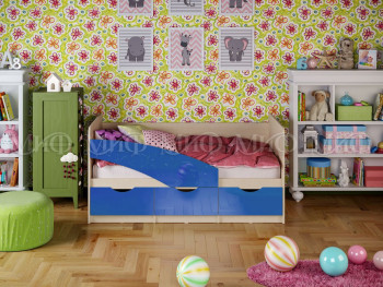 Кровать Бабочки 1,6м (Синий металлик) в Среднеколымске - srednekolymsk.mebel54.com | фото