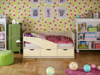 Кровать Бабочки 1,6м (Ваниль матовый) в Среднеколымске - srednekolymsk.mebel54.com | фото