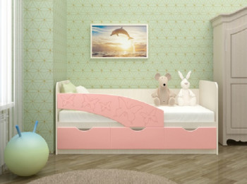 Кровать Бабочки 1,8м (Розовый металлик) в Среднеколымске - srednekolymsk.mebel54.com | фото