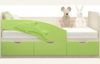 Кровать детская 1,6м Дельфин (Салатовый металлик) в Среднеколымске - srednekolymsk.mebel54.com | фото