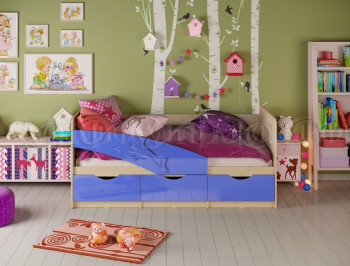 Кровать детская 1,6м Дельфин (Синий металлик) в Среднеколымске - srednekolymsk.mebel54.com | фото