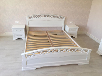 Кровать Грация-1 из массива сосны 1600*2000 Белый античный в Среднеколымске - srednekolymsk.mebel54.com | фото