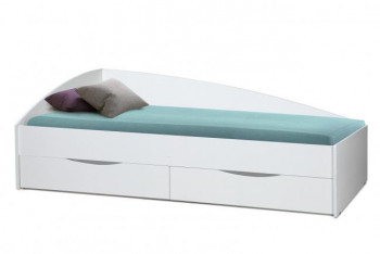 Кровать одинарная "Фея - 3" (асимметричная) (2000х900) New/(белый / белый / ДВПО белый) в Среднеколымске - srednekolymsk.mebel54.com | фото