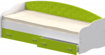 Кровать Софа-7 с мягкой спинкой (800х1900) Белый/Лайм в Среднеколымске - srednekolymsk.mebel54.com | фото