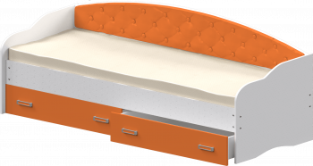 Кровать Софа-7 с мягкой спинкой (800х1900) Белый/Оранжевый в Среднеколымске - srednekolymsk.mebel54.com | фото