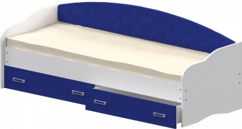 Кровать Софа-7 с мягкой спинкой (800х1900) Белый/Синий в Среднеколымске - srednekolymsk.mebel54.com | фото