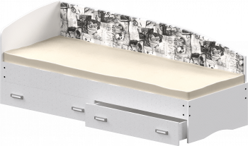 Кровать Софа-9 с мягкой спинкой с рисунком Милана (900х1900) Белый в Среднеколымске - srednekolymsk.mebel54.com | фото