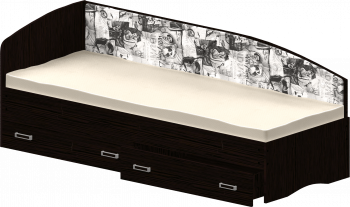 Кровать Софа-9 с мягкой спинкой с рисунком Милана (900х1900) Венге в Среднеколымске - srednekolymsk.mebel54.com | фото