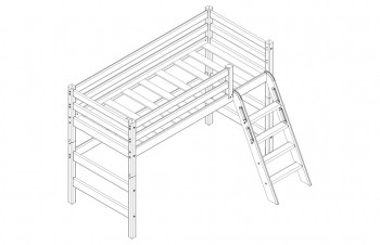 Кровать Соня вариант 6 полувысокая с наклонной лестницей Лаванда в Среднеколымске - srednekolymsk.mebel54.com | фото