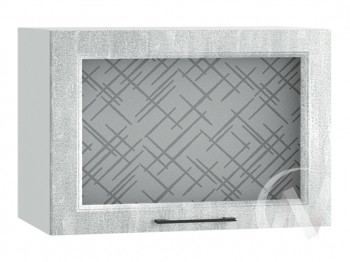 Либерти Шкаф верхний горизонтальный со стеклом ШВГС 609 (Холст грей/корпус белый) в Среднеколымске - srednekolymsk.mebel54.com | фото
