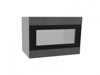 Лофт ПГСФ 500 шкаф верхний горизонтальный со стеклом и фотопечатью (Бетон темный/корпус Серый) в Среднеколымске - srednekolymsk.mebel54.com | фото