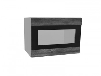 Лофт ПГСФ 500 шкаф верхний горизонтальный со стеклом и фотопечатью (Дуб бурый/корпус Серый) в Среднеколымске - srednekolymsk.mebel54.com | фото