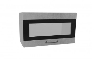 Лофт ПГСФ 600 шкаф верхний горизонтальный со стеклом и фотопечатью (Бетон светлый/корпус Серый) в Среднеколымске - srednekolymsk.mebel54.com | фото