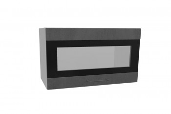 Лофт ПГСФ 600 шкаф верхний горизонтальный со стеклом и фотопечатью (Бетон темный/корпус Серый) в Среднеколымске - srednekolymsk.mebel54.com | фото