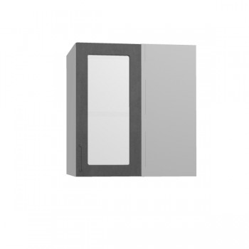 Лофт ПУС 650 шкаф верхний угловой со стеклом (Бетон темный/корпус Серый) в Среднеколымске - srednekolymsk.mebel54.com | фото