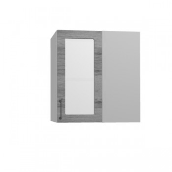 Лофт ПУС 650 шкаф верхний угловой со стеклом (Дуб цикорий/корпус Серый) в Среднеколымске - srednekolymsk.mebel54.com | фото