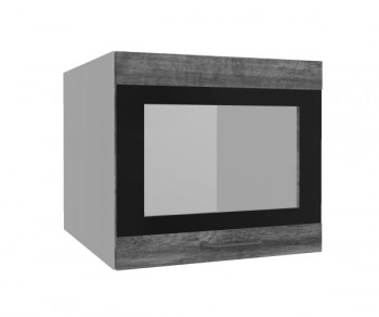 Лофт ВПГСФ 500 шкаф верхний горизонтальный со стеклом высокий с фотопечатью (Дуб бурый/корпус Серый) в Среднеколымске - srednekolymsk.mebel54.com | фото