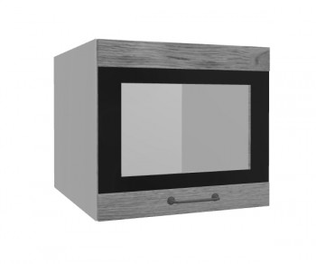 Лофт ВПГСФ 500 шкаф верхний горизонтальный со стеклом высокий с фотопечатью (Дуб цикорий/корпус Серый) в Среднеколымске - srednekolymsk.mebel54.com | фото