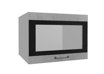 Лофт ВПГСФ 600 шкаф верхний горизонтальный со стеклом высокий с фотопечатью (Бетон светлый/корпус Серый) в Среднеколымске - srednekolymsk.mebel54.com | фото