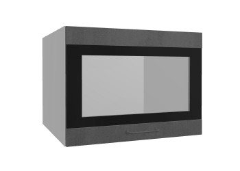 Лофт ВПГСФ 600 шкаф верхний горизонтальный со стеклом высокий с фотопечатью (Бетон темный/корпус Серый) в Среднеколымске - srednekolymsk.mebel54.com | фото