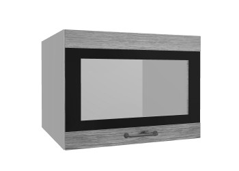 Лофт ВПГСФ 600 шкаф верхний горизонтальный со стеклом высокий с фотопечатью (Дуб майский/корпус Серый) в Среднеколымске - srednekolymsk.mebel54.com | фото