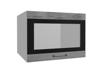 Лофт ВПГСФ 600 шкаф верхний горизонтальный со стеклом высокий с фотопечатью (Дуб цикорий/корпус Серый) в Среднеколымске - srednekolymsk.mebel54.com | фото
