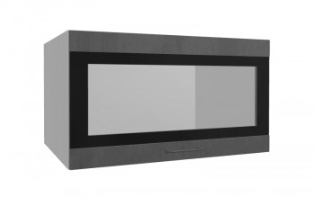 Лофт ВПГСФ 800 шкаф верхний горизонтальный со стеклом высокий с фотопечатью (Бетон темный/корпус Серый) в Среднеколымске - srednekolymsk.mebel54.com | фото
