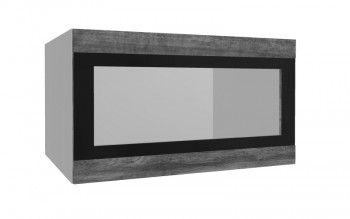 Лофт ВПГСФ 800 шкаф верхний горизонтальный со стеклом высокий с фотопечатью (Дуб бурый/корпус Серый) в Среднеколымске - srednekolymsk.mebel54.com | фото