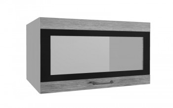 Лофт ВПГСФ 800 шкаф верхний горизонтальный со стеклом высокий с фотопечатью (Дуб майский/корпус Серый) в Среднеколымске - srednekolymsk.mebel54.com | фото