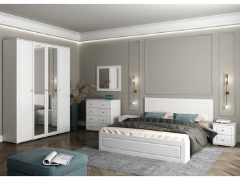 Модульная спальня Барселона (Белый/Белый глянец) в Среднеколымске - srednekolymsk.mebel54.com | фото