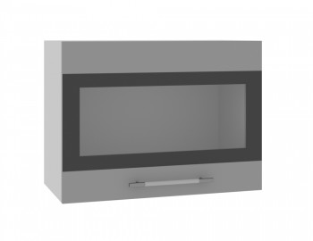 Ройс ВПГСФ 600 Шкаф верхний горизонтальный со стеклом с фотопечатью высокий (Белый софт/корпус Серый) в Среднеколымске - srednekolymsk.mebel54.com | фото