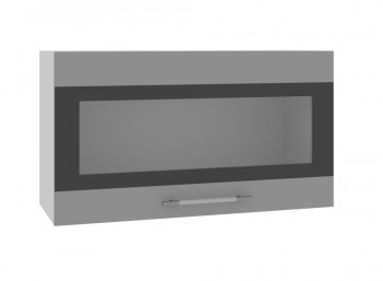 Ройс ВПГСФ 800 Шкаф верхний горизонтальный со стеклом с фотопечатью высокий (Белый софт/корпус Серый) в Среднеколымске - srednekolymsk.mebel54.com | фото