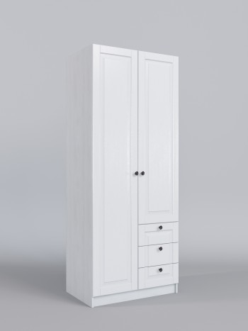 Шкаф 2-х створчатый с ящиками Классика (Белый/корпус Выбеленное дерево) в Среднеколымске - srednekolymsk.mebel54.com | фото