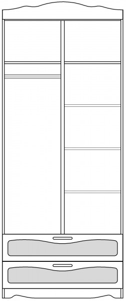 Шкаф 2-х створчатый с ящиками серии Иллюзия 99 Серый в Среднеколымске - srednekolymsk.mebel54.com | фото