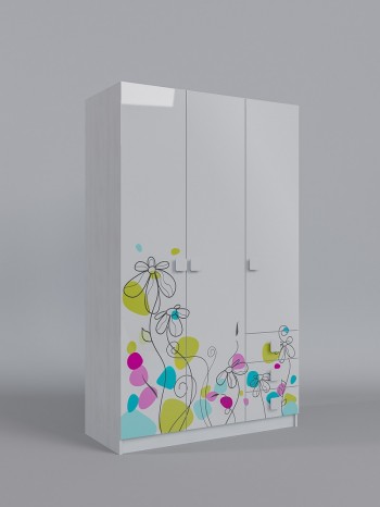 Шкаф 3-х створчатый с ящиками Флёр (Белый/корпус Выбеленное дерево) в Среднеколымске - srednekolymsk.mebel54.com | фото