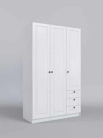 Шкаф 3-х створчатый с ящиками Классика (Белый/корпус Выбеленное дерево) в Среднеколымске - srednekolymsk.mebel54.com | фото