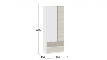 Шкаф для одежды комбинированный «Сканди» Дуб Гарден/Белый/Глиняный серый в Среднеколымске - srednekolymsk.mebel54.com | фото