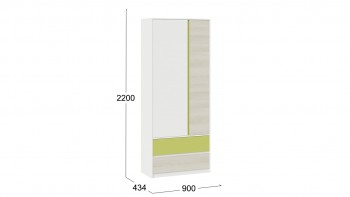 Шкаф для одежды комбинированный «Сканди» Дуб Гарден/Белый/Зеленый в Среднеколымске - srednekolymsk.mebel54.com | фото