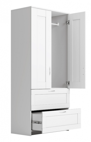 Шкаф двухдверный Сириус с 2 ящиками белый в Среднеколымске - srednekolymsk.mebel54.com | фото