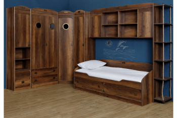 Шкаф комбинированный для одежды «Навигатор» (Дуб Каньон) в Среднеколымске - srednekolymsk.mebel54.com | фото