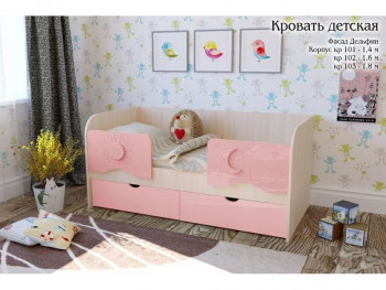 Соня Кровать детская 2 ящика 1.6 Розовый глянец в Среднеколымске - srednekolymsk.mebel54.com | фото