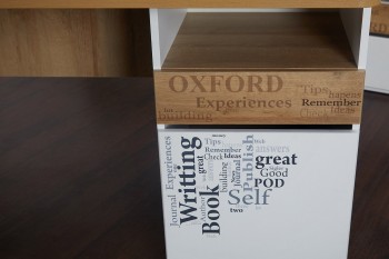 Стол с ящиками «Оксфорд» (Ривьера/Белый с рисунком) в Среднеколымске - srednekolymsk.mebel54.com | фото